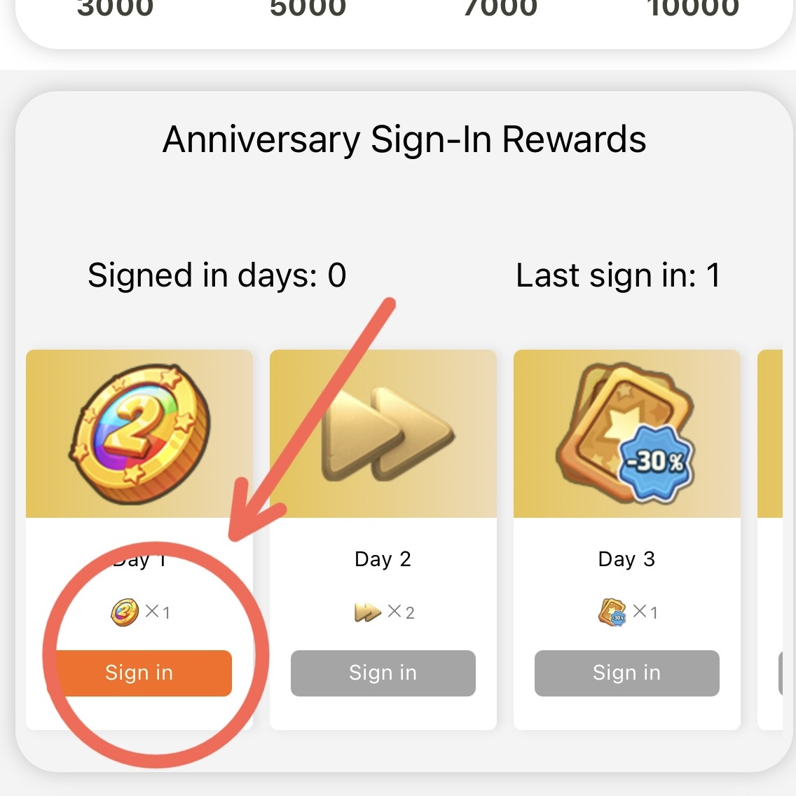 Daily login reward example