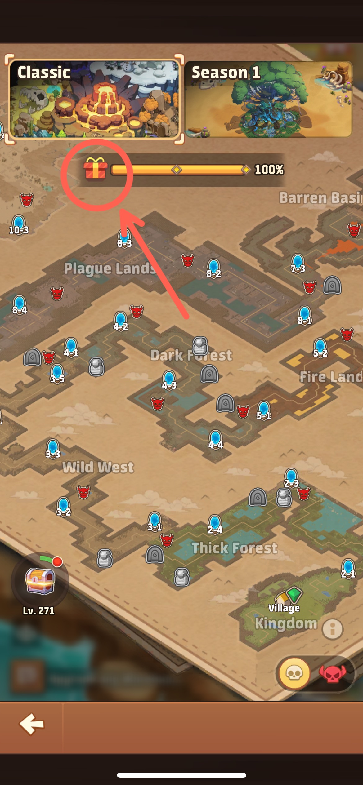 Adventure zone exploration screen