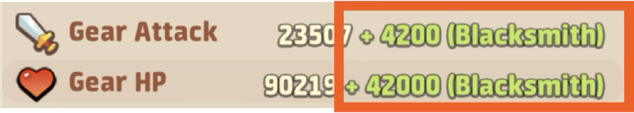 Blacksmith gear screen