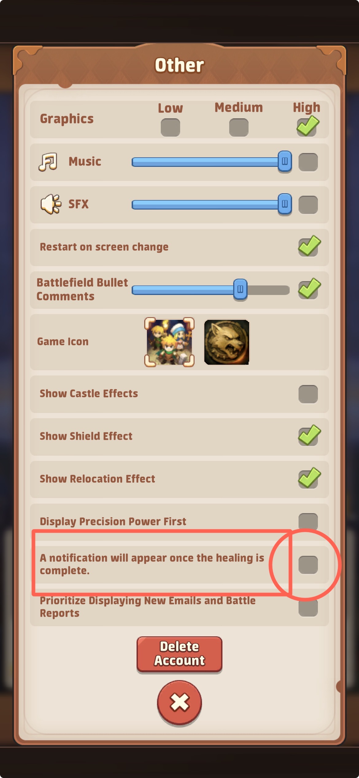 healing notification